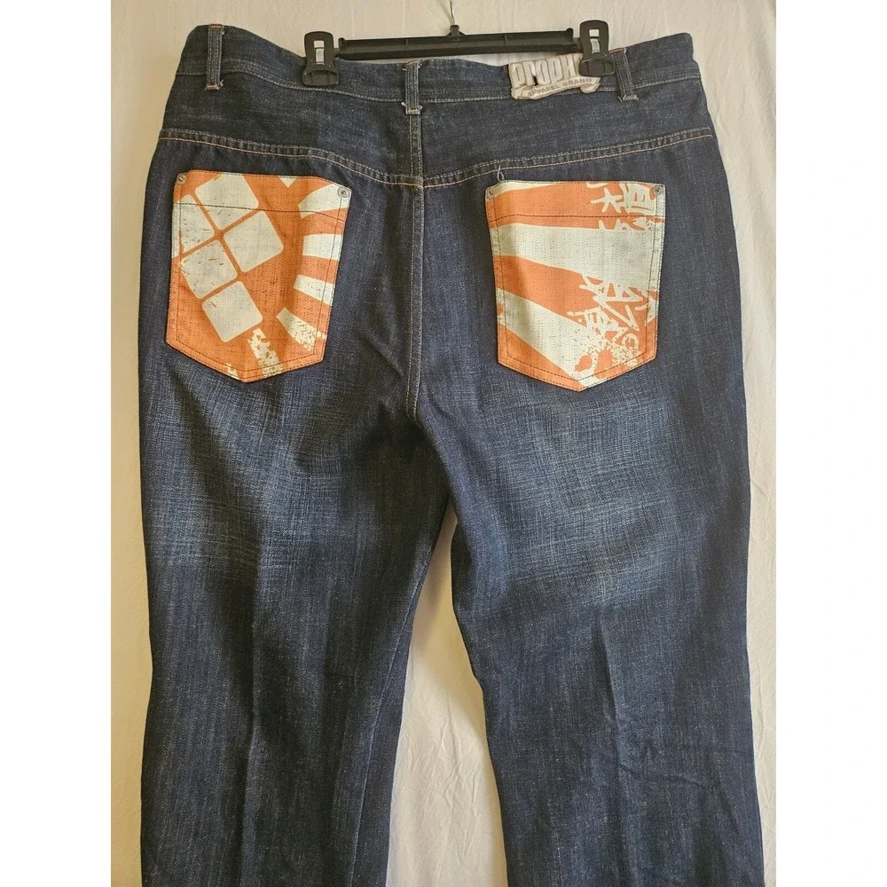 Y2K Streetwear Prophet Jeans‎ Men 40x34 Blue Dark Wash Graphic Pocket Wide Leg